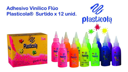Adhesivo Plasticola Caja X 12 Colores Fluo
