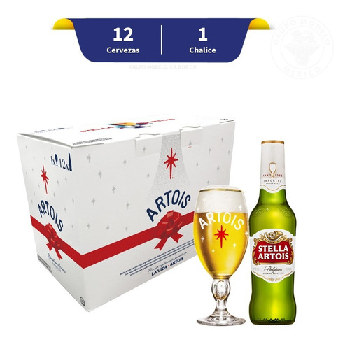 Imagen 1 de 6 de Pack Cerveza Stella Artois Holidays 12 U 330 Ml + 1 Chalice