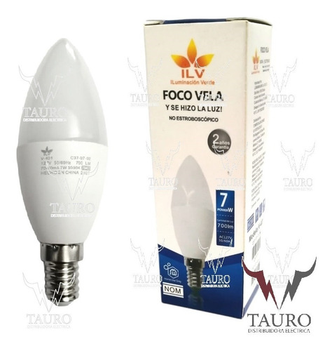 Foco Tipo Vela Led 7w Base E14 Luz Blanca O Cálida