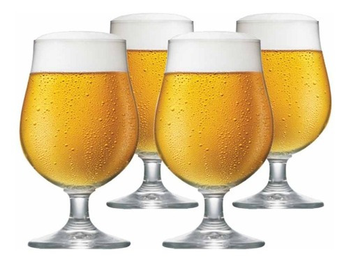 Taça Cerveja Bock Cristal 380ml Conjunto 4 Peças Cor Transparente