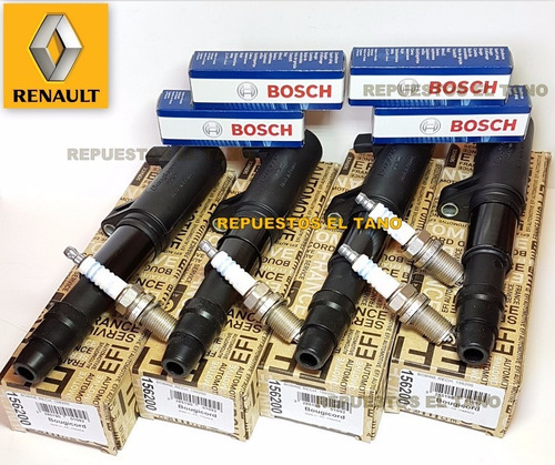 Kit Bobinas Lapiz Y Bujias Renault Logan 1.6 16v Original