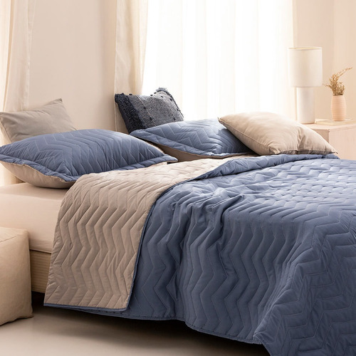 Imagen 3 de 9 de Cubrecama Cover 2 Plazas Reversible Liso Colores