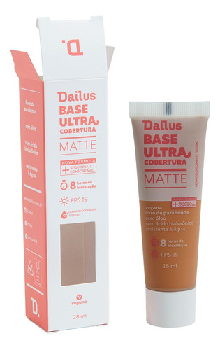 Base de maquiagem em liquid Dailus Base Líquida Matte Vegana tom d9 escuro - 28mL