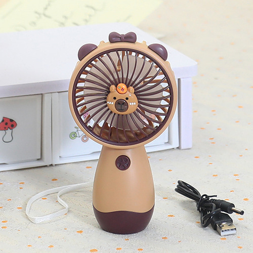Mini Ventilador Portátil Recargable Capibara Con Cordón, Usb
