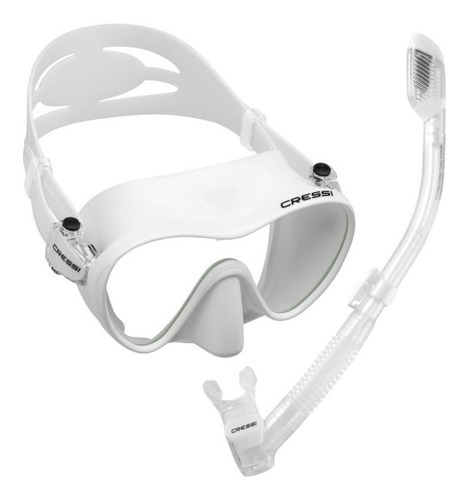 Combo Cressi Frameless/ Supernova Dry Snorkeling Y Buceo Color Blanco