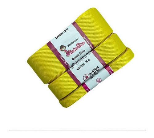 Fita Para Laços Sanding Gorgurão - Kit 30 Metros 115 Amarelo Canário