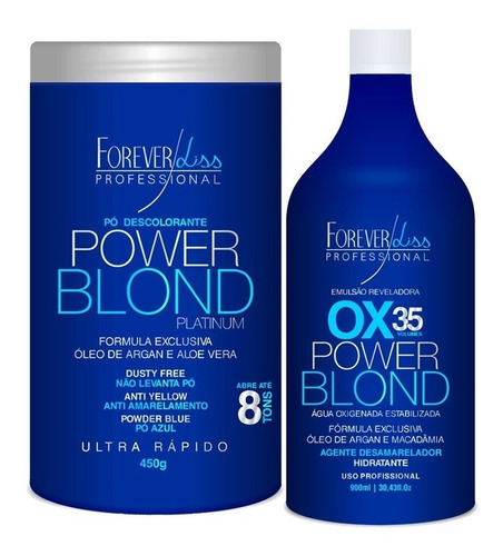 Kit Forever Liss Power Blond Pó Descolorante + Ox 35 Volumes