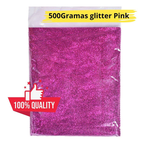 Glitter Purpurina Pó Brilho Decoração Prata 500g Cor Pink