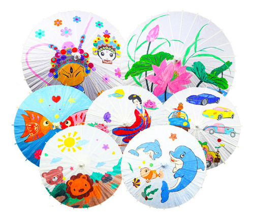 Sombrilla De Papel Para Niños De Bambú Y Papel De Estilo Chi