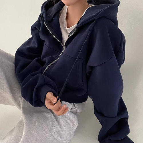Sudadera Con Capucha Y Cremallera Con Forro Polar Para Mujer, Ajustada Y Cálida