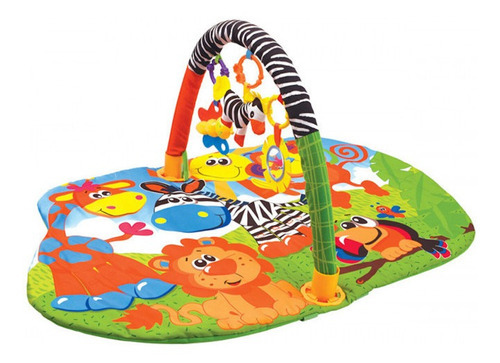 Tapete Gimnasio Plegable Bebes Con 3 Juguetes Animalitos Color Girafa