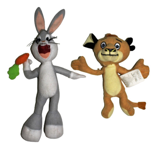 2 Muñeco Peluche Alex Madagascar Y Bugs Bunny De Colección