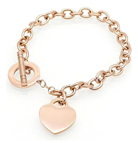 Neeshka Pulsera Con Abalorio De Corazón Chapada En Oro Rosa 