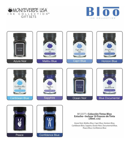 Set 10 Frascos 30ml Tinta Monteverde® Colección Bloo