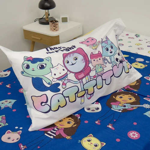 Juego De Sábanas Infantiles Piñata Dibujos Originales 1 1/2 Azul Marino Gabby