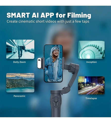 Estabilizador Celular Gimbal 3 Ejes L7cpro Con Ia Y Luz Negro