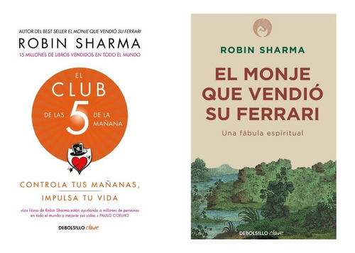 Club 5 Mañana + Monje Vendio - Sharma 2 Libros Bolsillo
