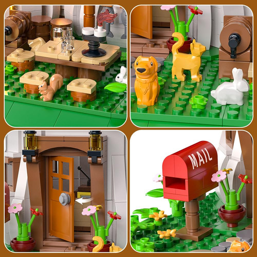 Juego De Bloques Construcción Casa De Hongos Diseño Único