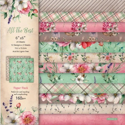 Set 12 Papeles 15 X 15 Flores Y Aves Scrapbooking, Journal