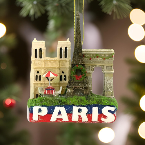 Torre Eiffel De Adornos De Navidad De París Con Arc De Triom