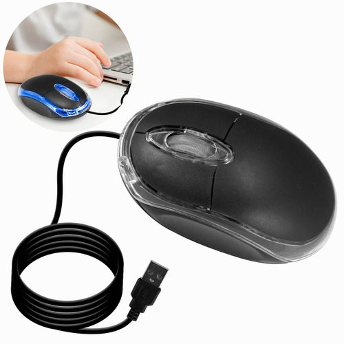 Mouse Usb Optico 1200 Dpi Laptop Pc Notebook Luz Economico Color MOUSE NEGRO