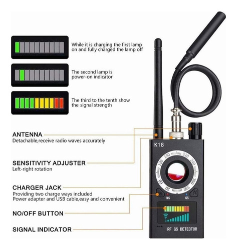 Detector Antiespías Gps + Cámaras Rf/láser/magnético