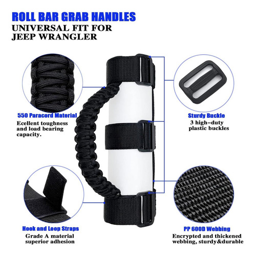 Rdfun 2 X Roll Bar Handle Saugh Saille Para Jeep Wrangler Yj