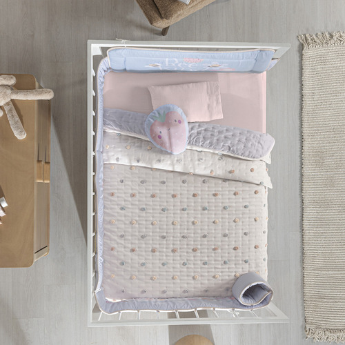 Juego De Edredon Para Cama Cuna Corral Dots Vianney Pompones De Colores Para Bebe Niña