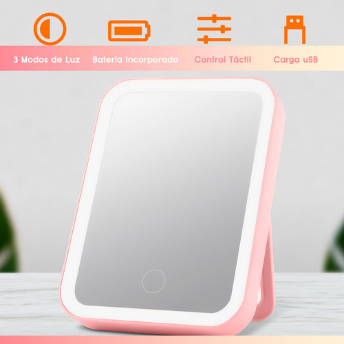 Espejo Táctil Con Luz Led Para Maquillaje Hd 3 Niveles