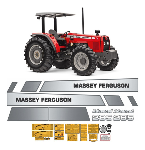 Kit De Adesivos Trator Massey Ferguson Mf 285 Advanced 285a