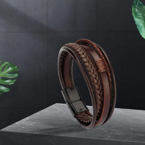 4 Masculina De Couro Trançado Como Descrito Metal Metal