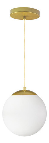 Pendente Globo Esfera De Vidro Branco Fosco 20cm - Ouro