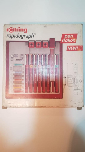 Set Rotring Rapidograph Pen Station New