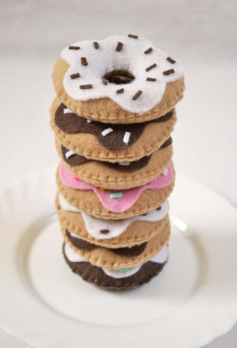 Comiditas De Tela Set Merienda 4 Donas 2 Saquitos Té + Bolsa