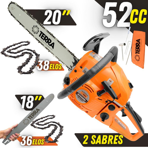 Motosserra À Combustão Terra Com 2 Sabres 18 E 20 Polegadas