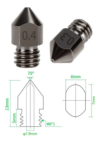 Imagen 5 de 9 de Boquilla De Acero Para Impresora 3d, Ender 3 / Cr10 Nozzle