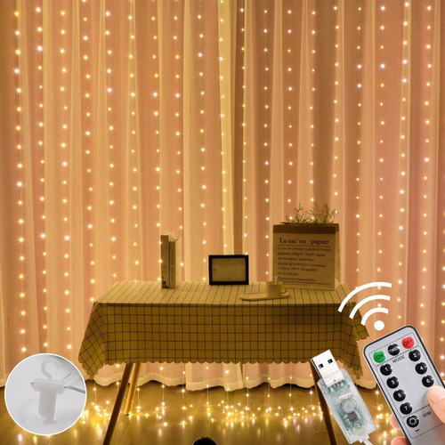 Cortinas Serie Luces 300 Led Decorativas Usb 8 Modelo 3x3m