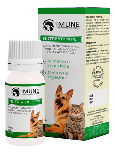 Nutrivitam Pet 30ml - Cães/gatos - Hepáticas E Intoxicações