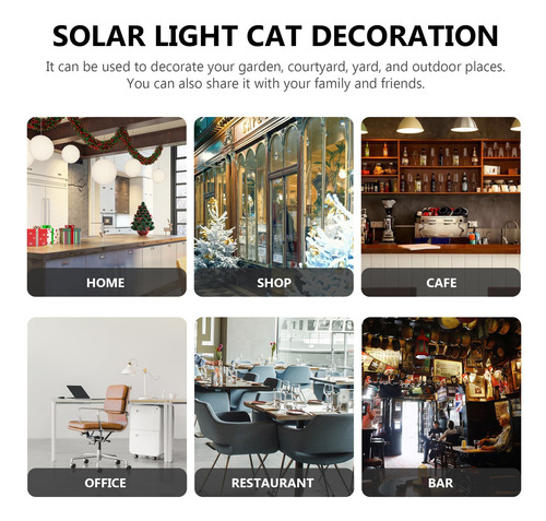 Imagen 6 de 8 de 1 Pieza De Luz Solar Para Exteriores, Estatua De Gato, Luz S