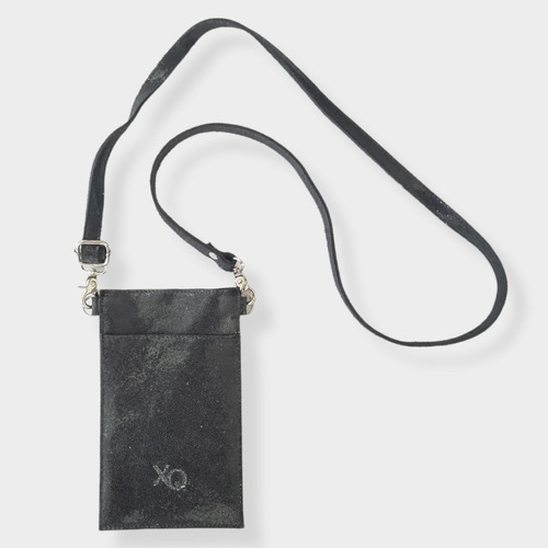 Cartera Celular Cuero De Negro Confección Nacional