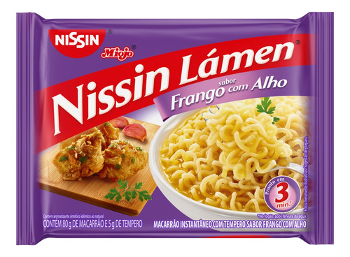 Macarrão Instantâneo Lámen Frango com Alho Nissin Miojo Pacote 85g