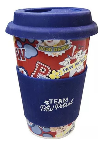 Vaso Taza Cerámica Con Tapa Cafe Bebidas Caliente Paw Patrol