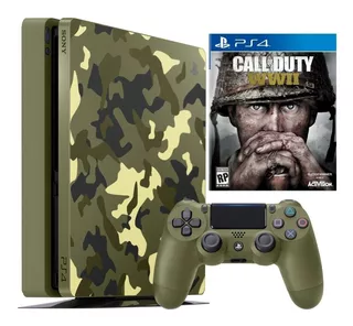 Sony PlayStation 4 Slim 1TB Call of Duty: WWII Limited Edition Bundle color green camouflage