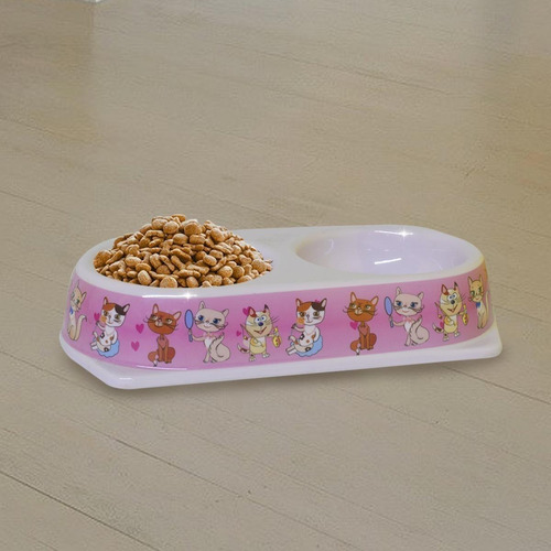 Tazon Comedero Doble De Melamina Para Perros De Razas Toy Color Rosa 10947