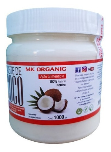 Aceite De Coco Neutro 1000cc Mk Organic