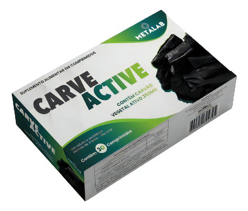 Carvão Ativado Carve Active 250mg 30cp - Similar Carverol Sabor Sem Sabor