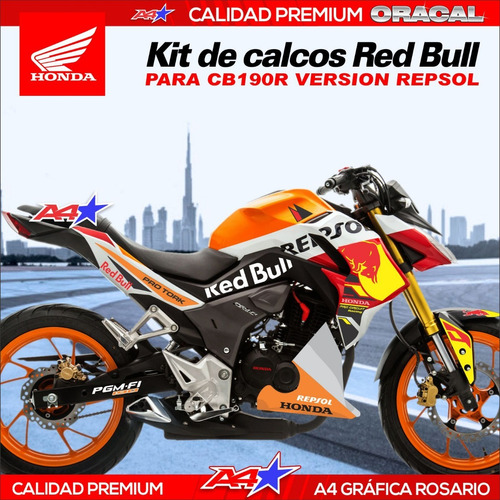 Calcos Honda Cb190r Kit Redbull P/repsol Sin Llantas