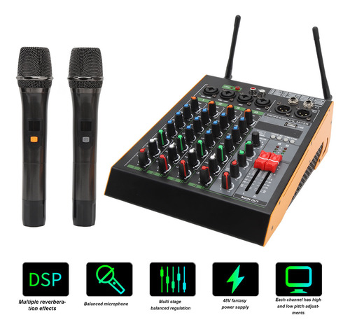 Mixer De Som De 4 Canais Sm4 Mixing Console Dual Wireless