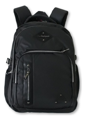 Mochila De Costas Grande Notebook Preta Reforçada Cor Preto Desenho Do Tecido Preto