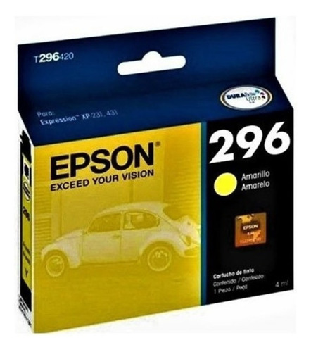 Cartucho De Tinta Epson T296 Amarillo Xp-231 241 431